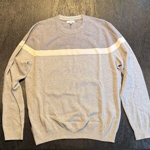 Reiss Gray Crewneck Sweater with Cream Stripe